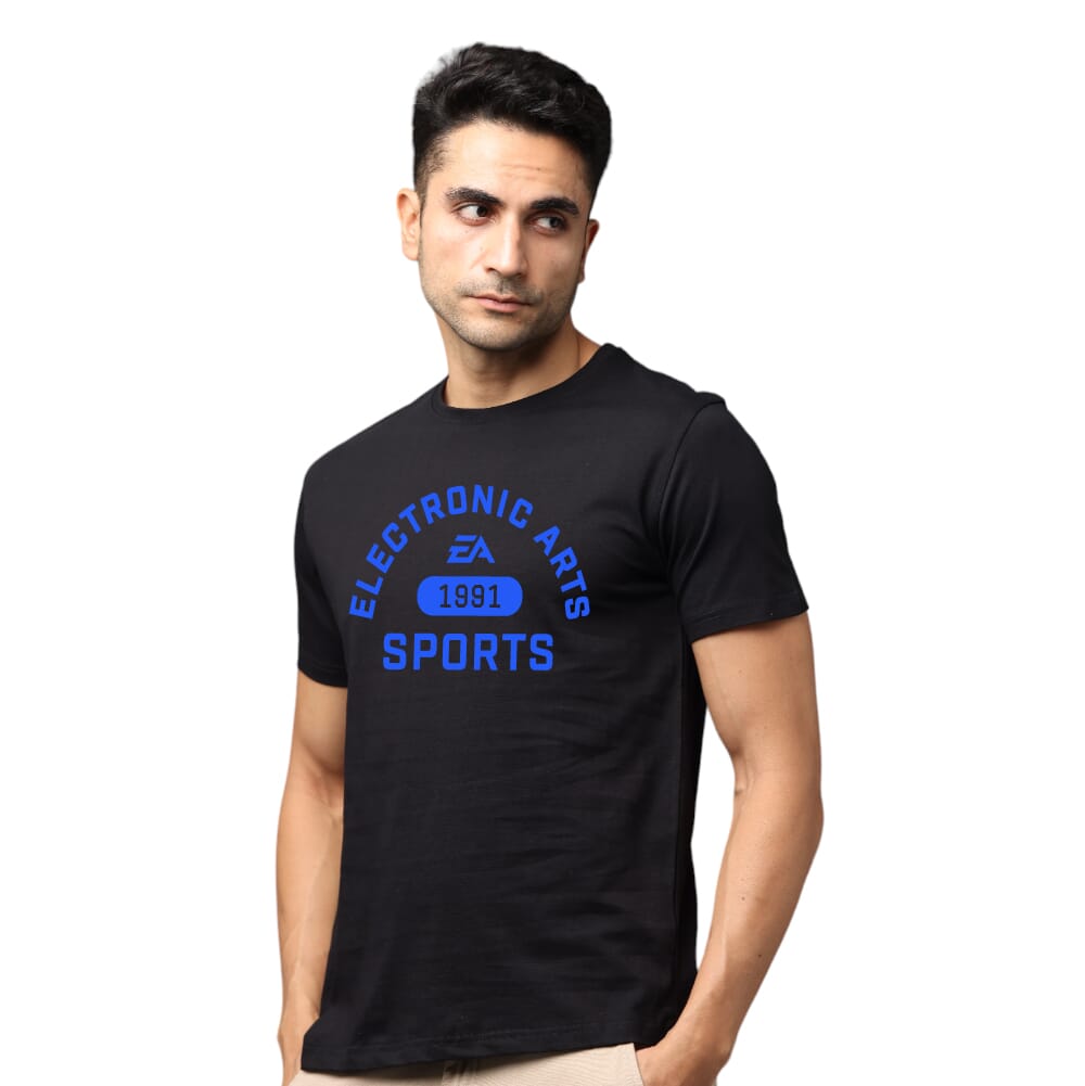 EA Sports Greys&Blues Pima Round neck T-Shirt-Black
